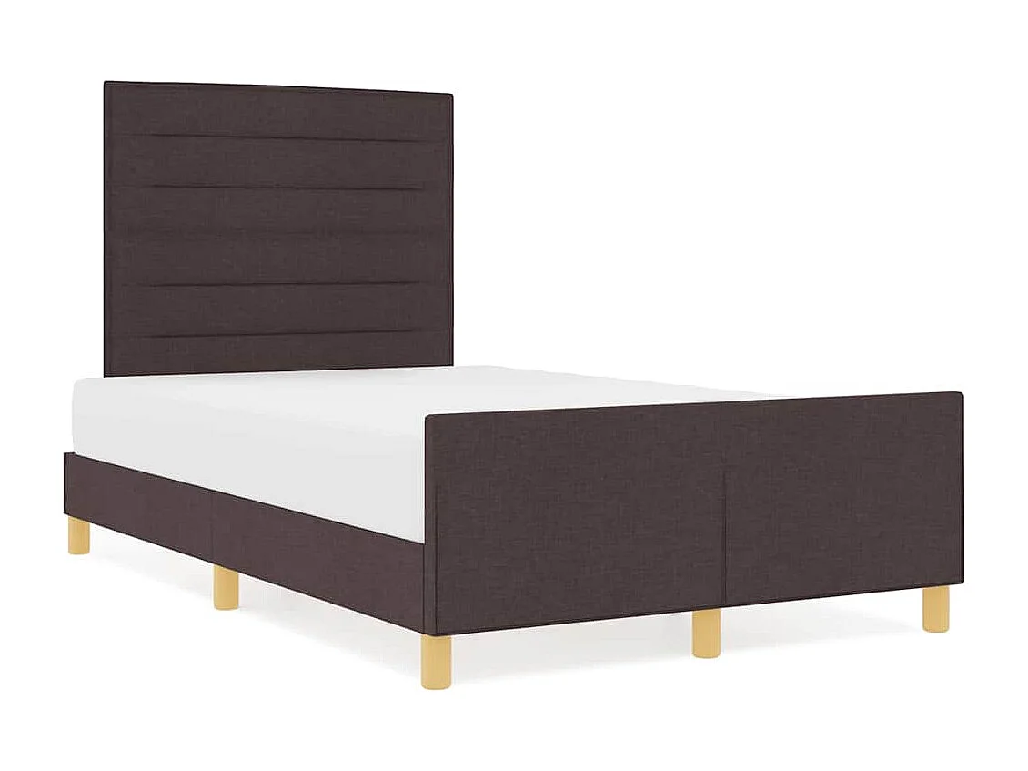 Estructura de cama con cabecera Marrón oscuro 120 x 190 cm tela