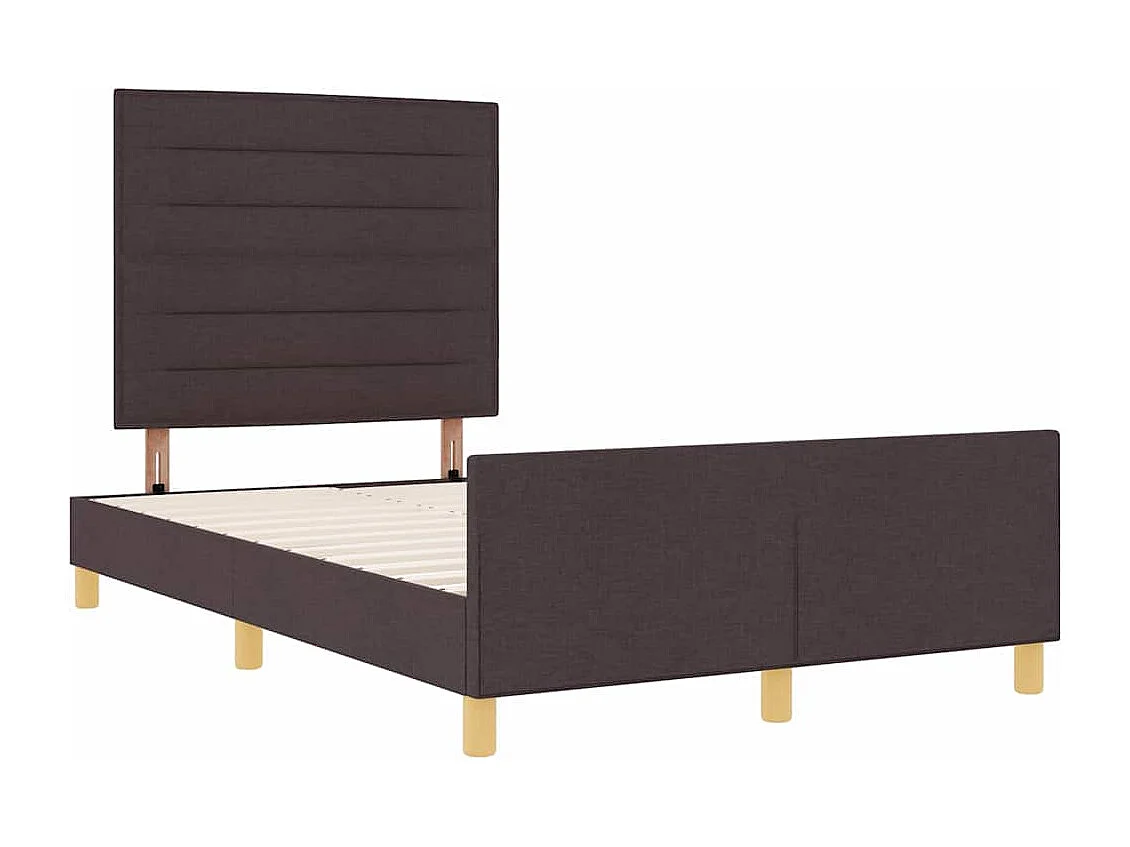 Estructura de cama con cabecera Marrón oscuro 120 x 190 cm tela