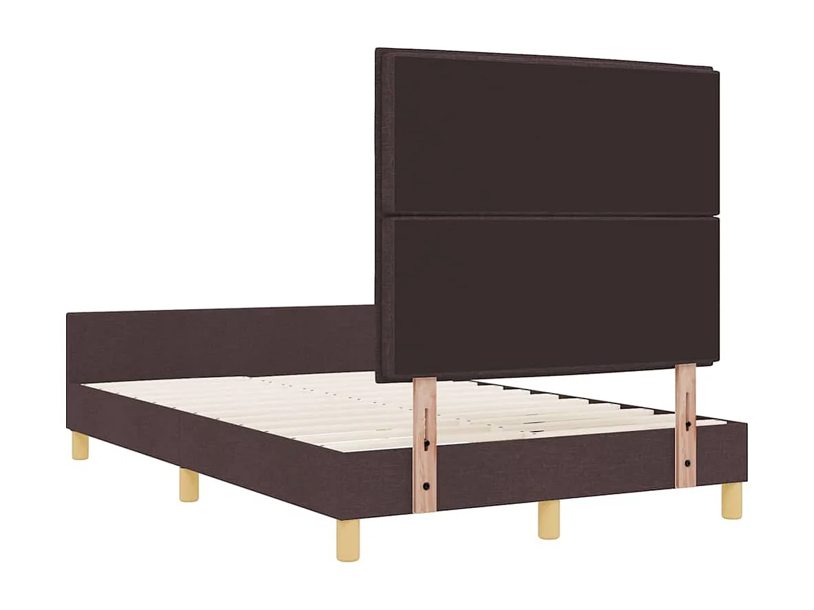 Estructura de cama con cabecera Marrón oscuro 120 x 190 cm tela