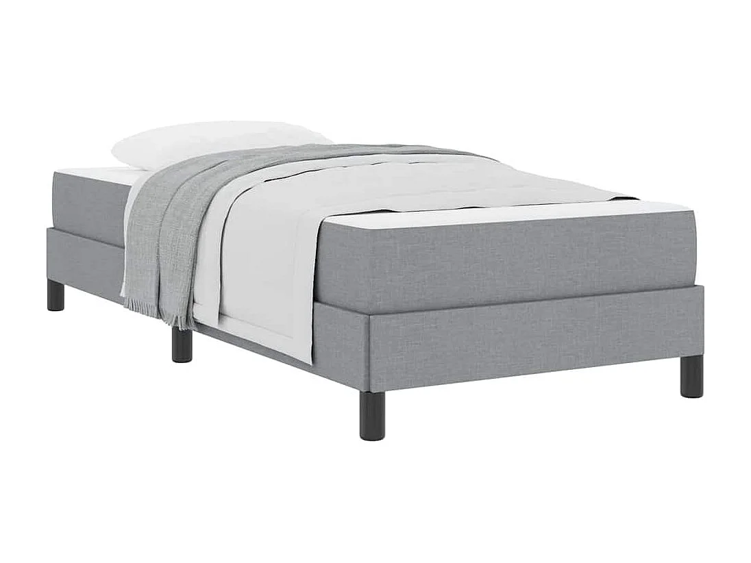 Cama tipo Box Spring con colchón Gris claro 90 x 200 cm tela