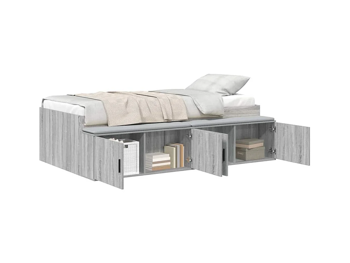 Estrado de cama com arrumação Sonoma cinzento 90 x 190 cm