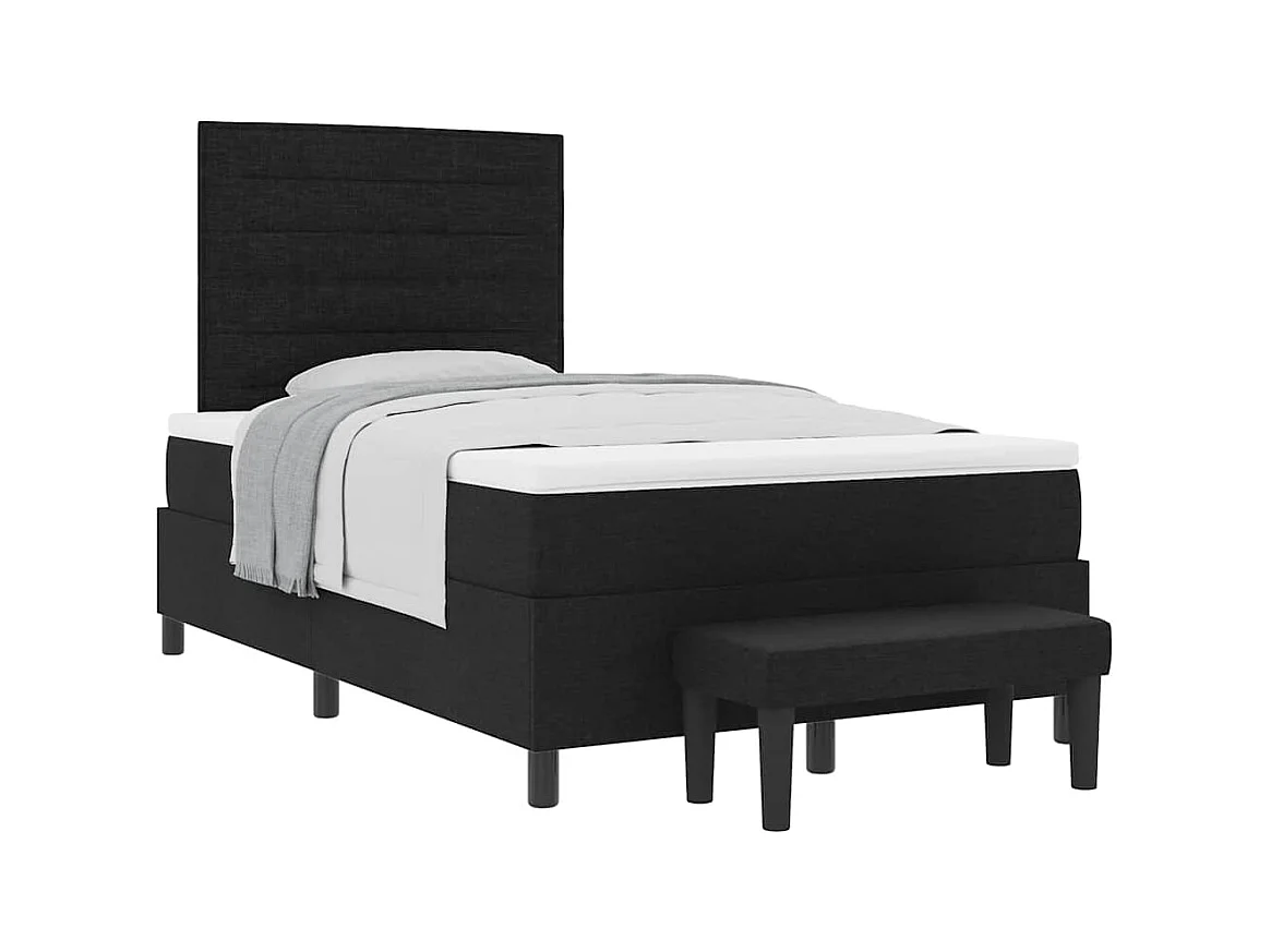 Cadre de lit avec matelas Noir 120 x 200 cm tissu
