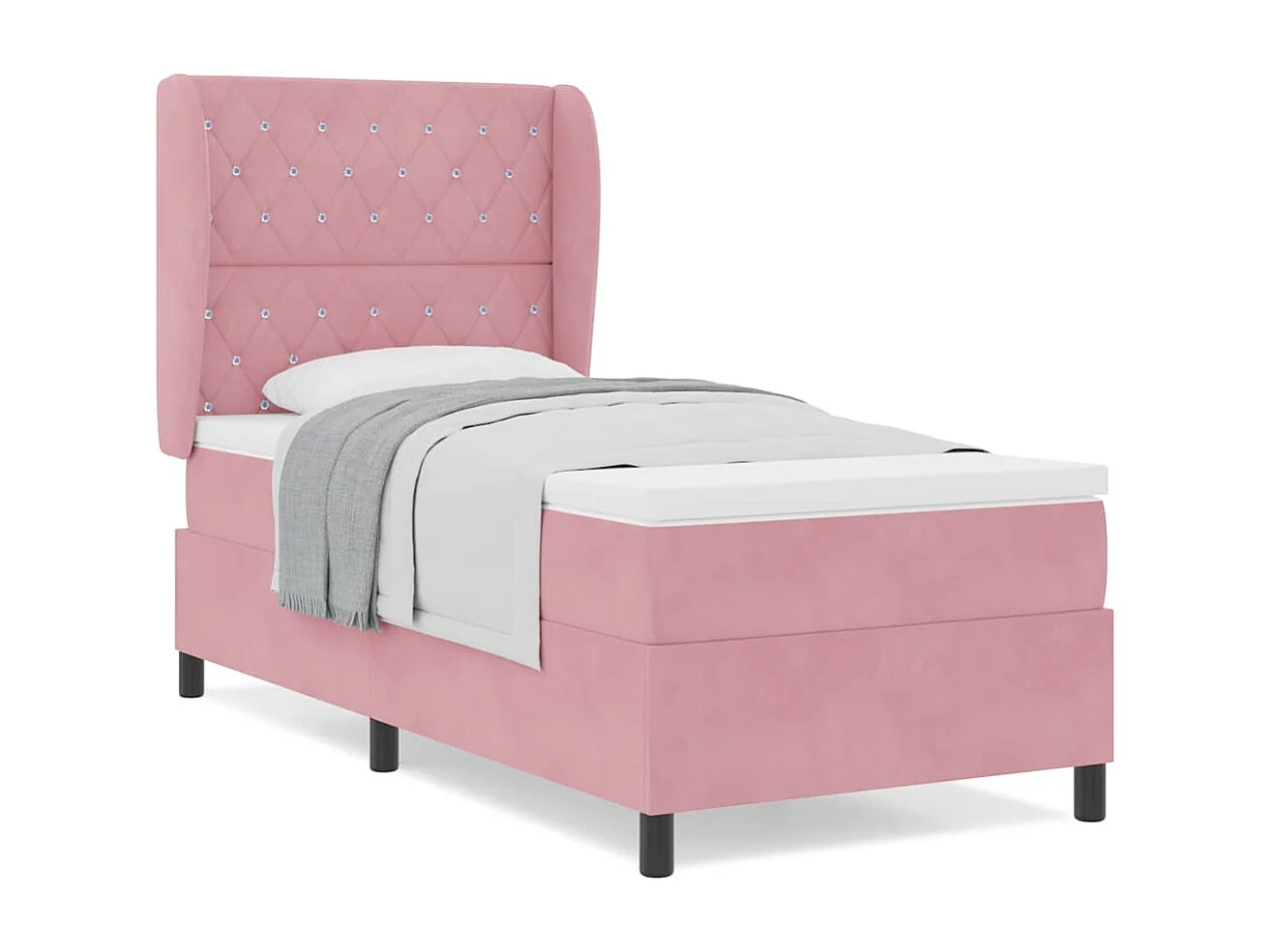 Cama tipo Box Spring con colchón Rosa 90 x 200 cm Terciopelo