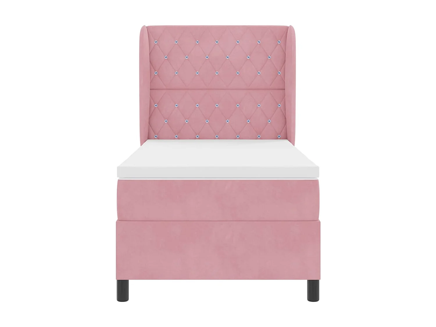 Cama tipo Box Spring con colchón Rosa 90 x 200 cm Terciopelo