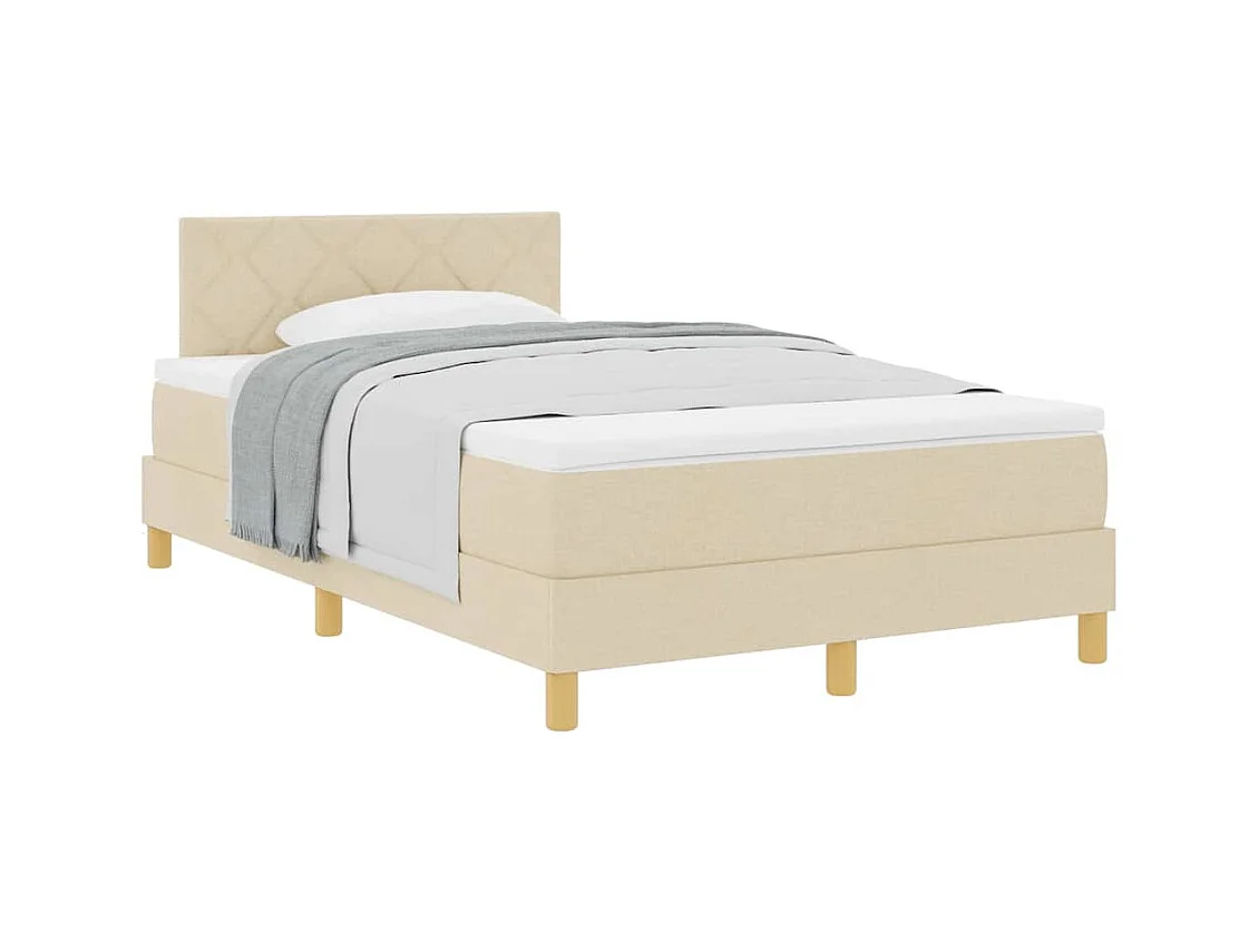 Cama box spring con colchón con colchón Crema 120 x 190 cm tela