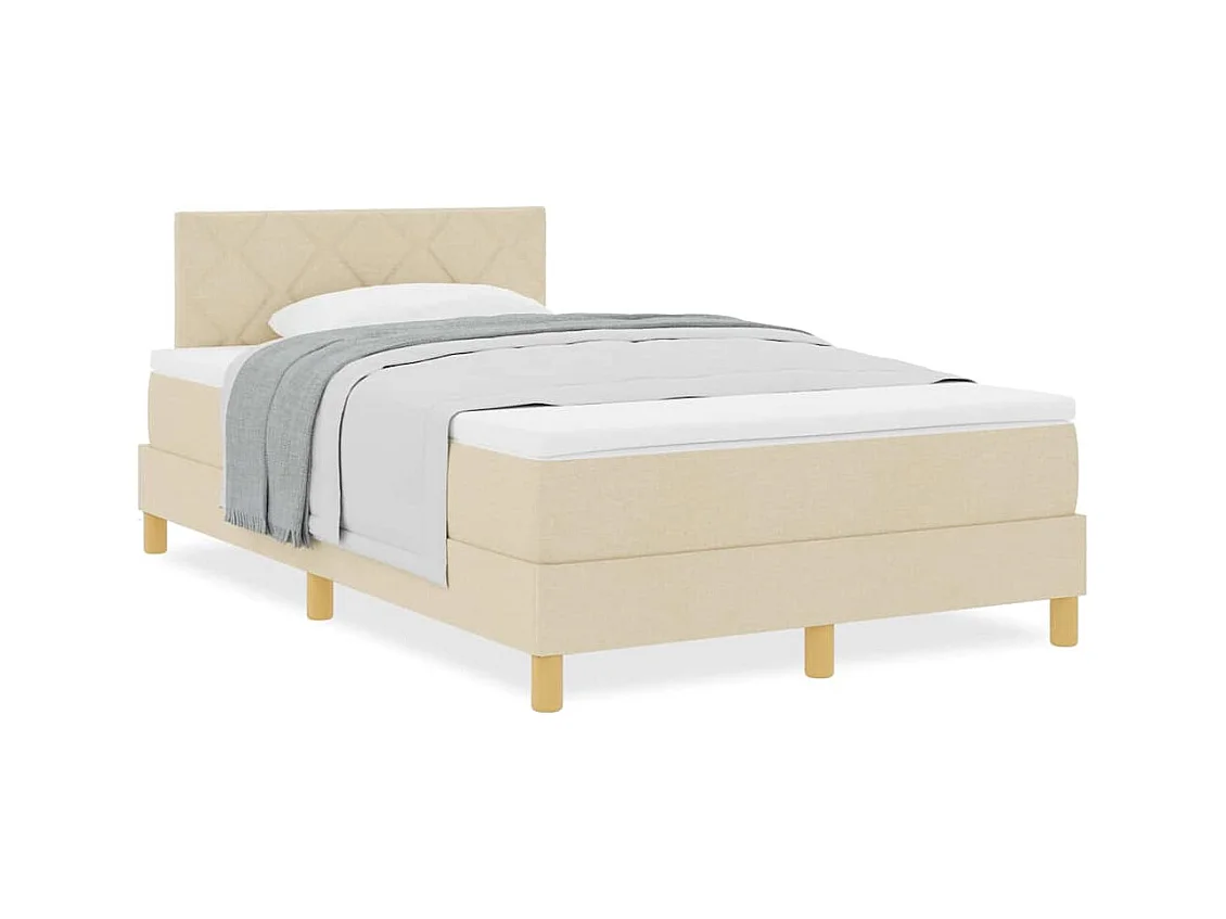 Cama box spring con colchón con colchón Crema 120 x 190 cm tela
