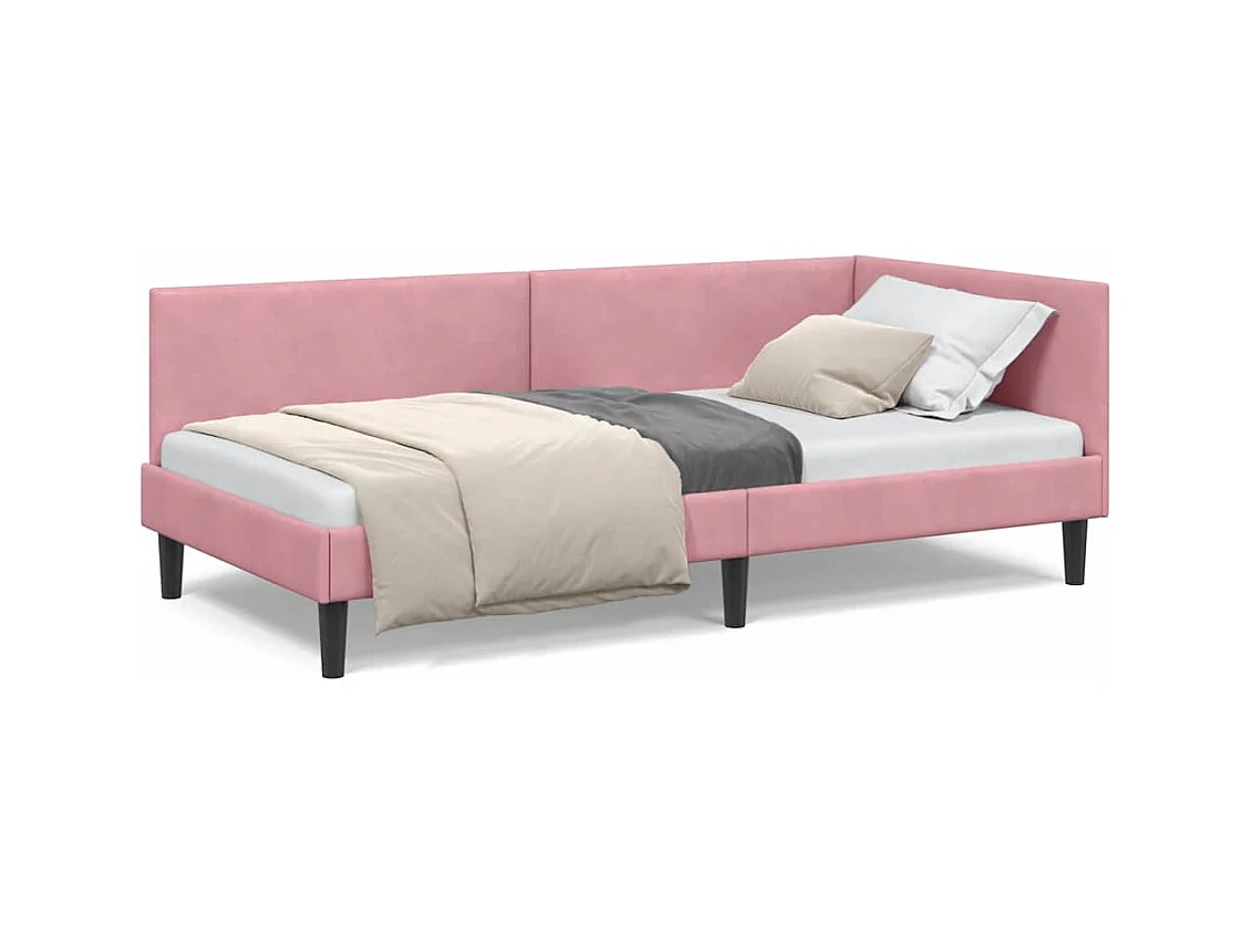 Cadre de lit d'angle Autre avec tête de lit Rose 90 x 190 cm