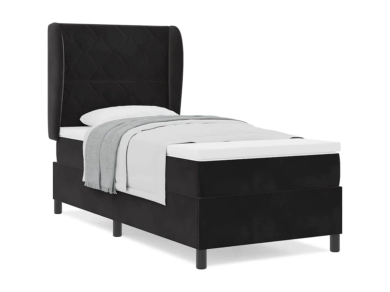 Cadre de lit avec matelas Noir 90 x 190 cm Velours