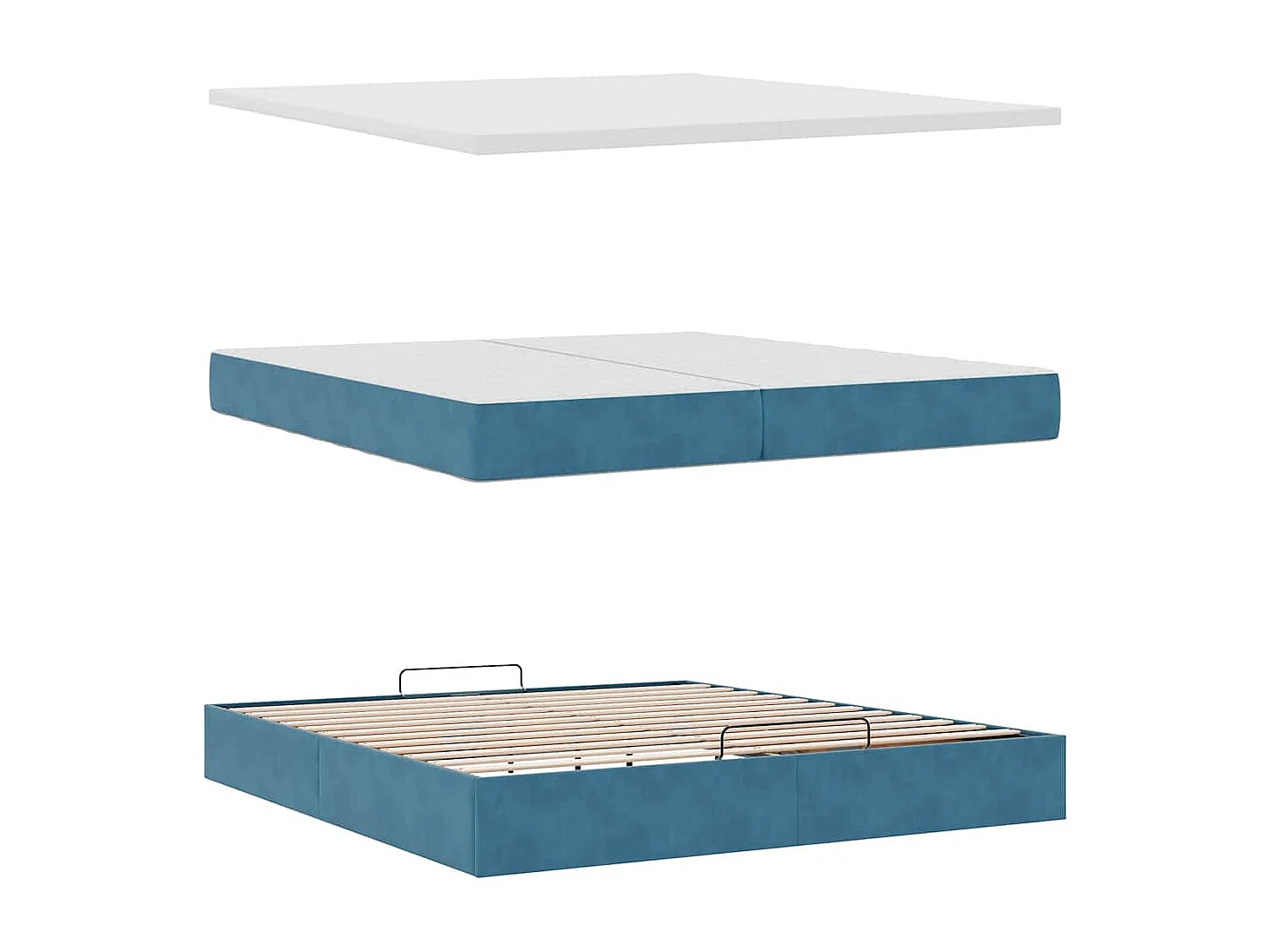 Cadre de lit ottoman avec matelas bleu foncé 200x200 cm velours