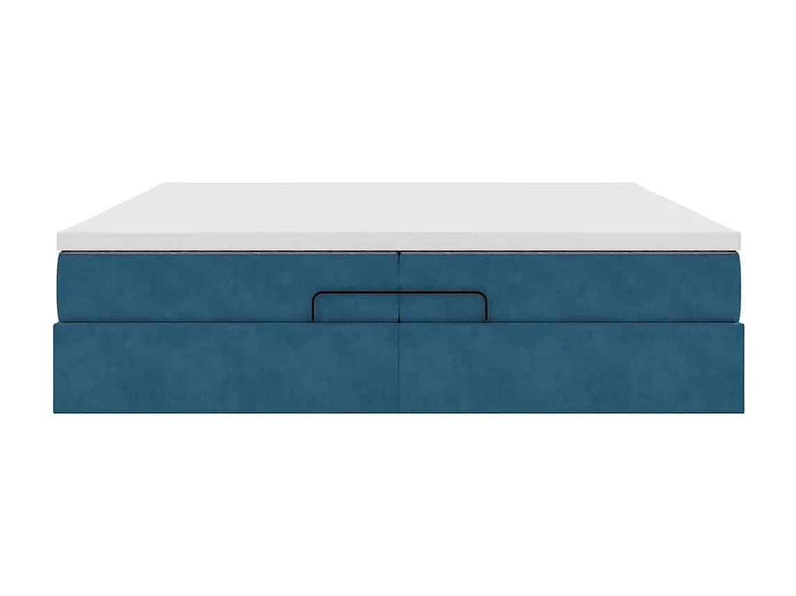 Cadre de lit ottoman avec matelas bleu foncé 200x200 cm velours