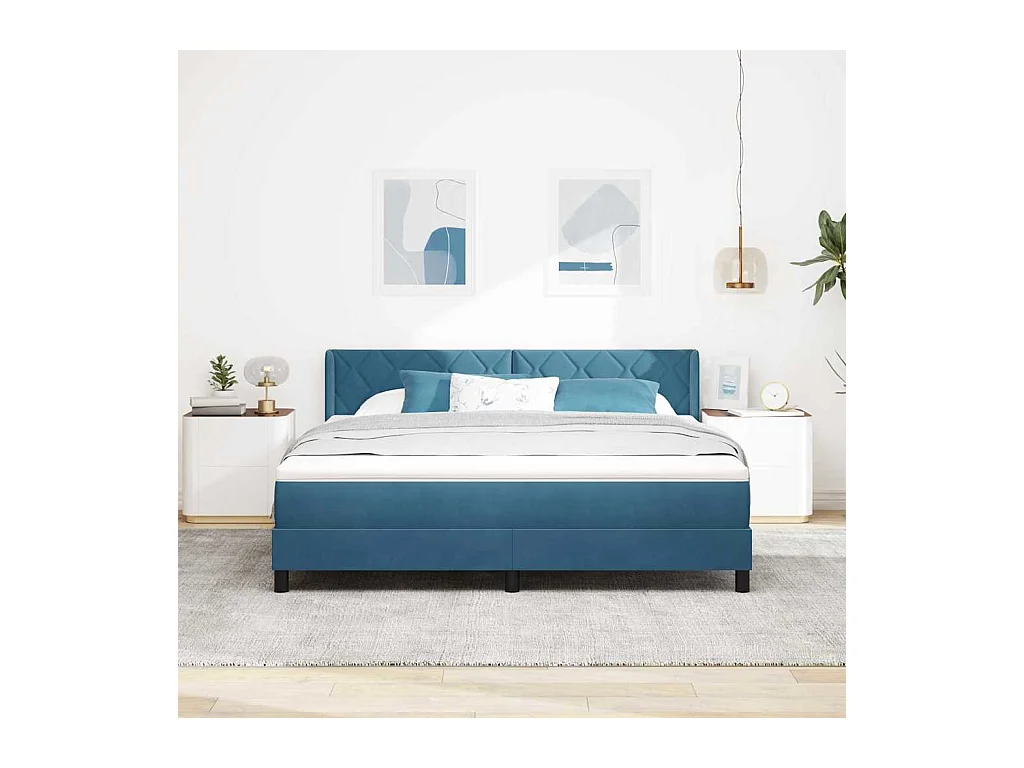 Cadre de lit avec matelas noir 100x200 cm en velours