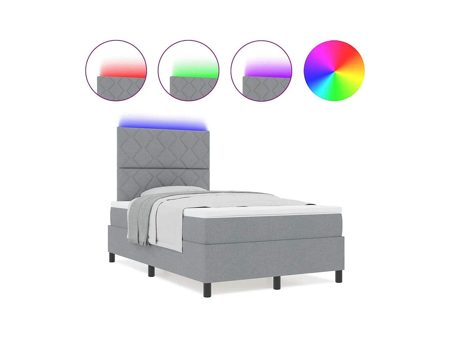 Cama tipo Box Spring con colchón Gris claro 120 x 190 cm tela