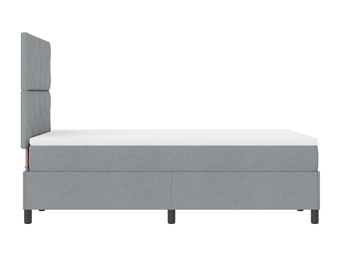 Cama tipo Box Spring con colchón Gris claro 120 x 190 cm tela