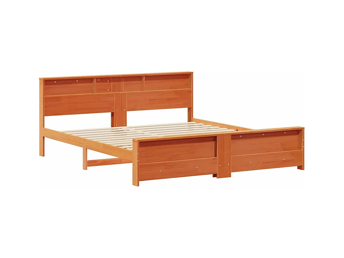 Estructura de cama con cabecera Marrón cera 200 x 200 cm