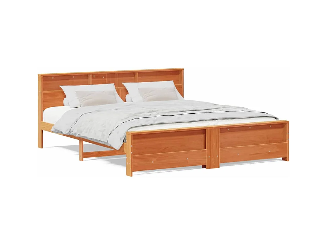 Estructura de cama con cabecera Marrón cera 200 x 200 cm