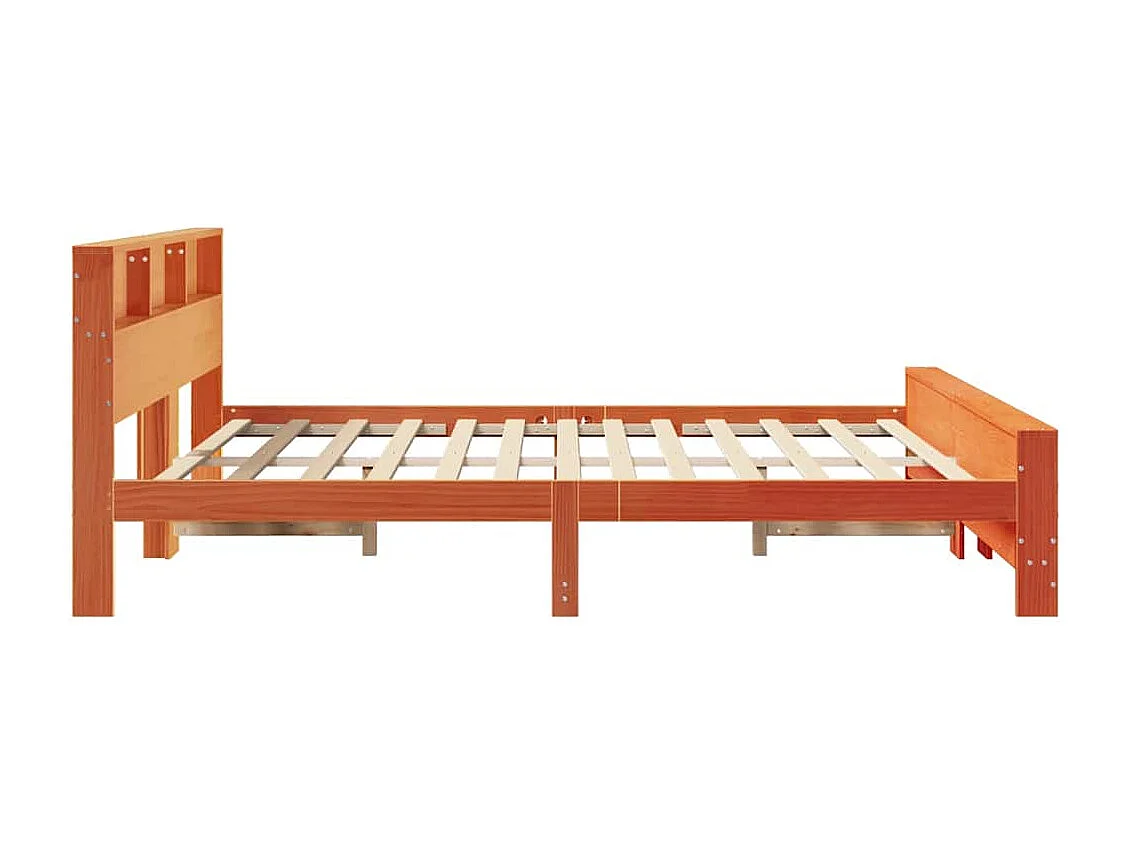 Estructura de cama con cabecera Marrón cera 200 x 200 cm