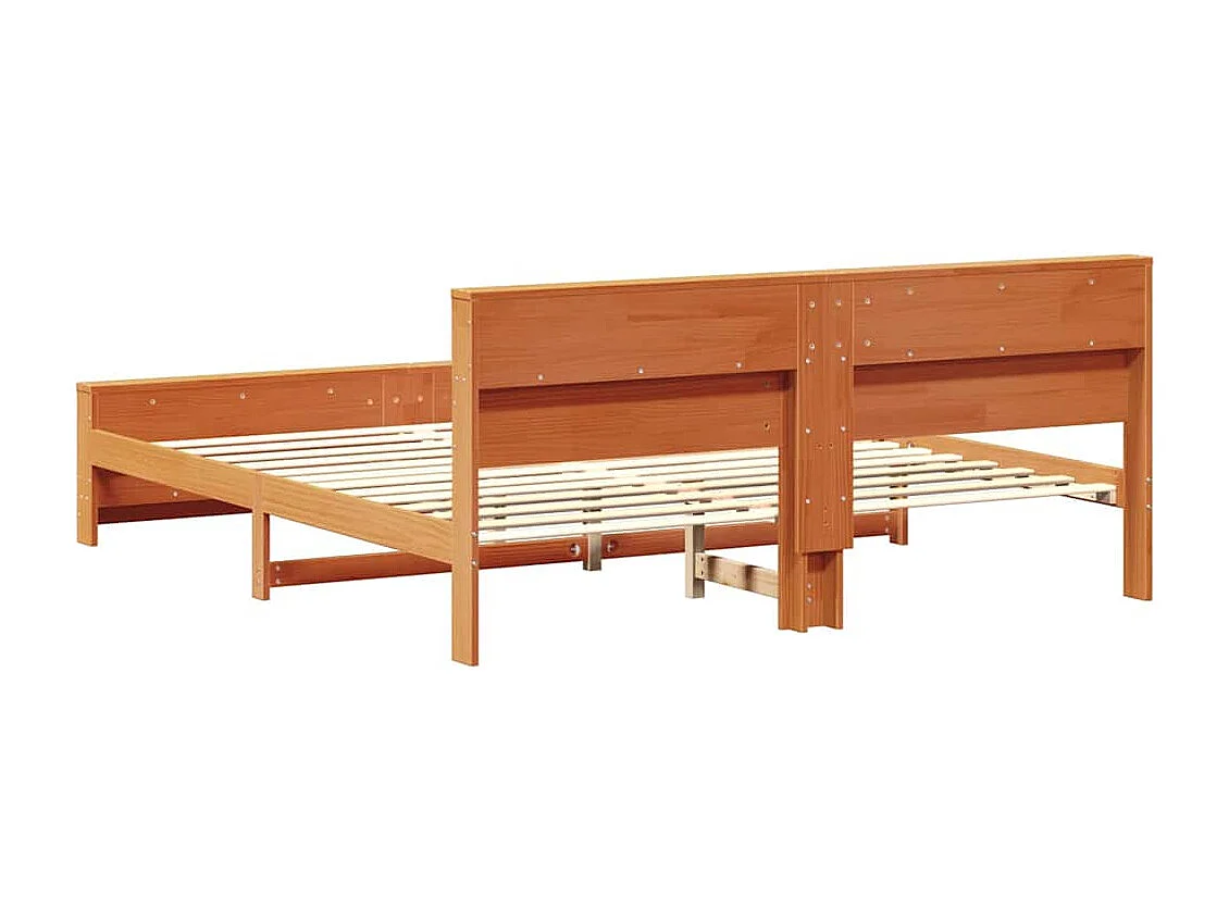 Estructura de cama con cabecera Marrón cera 200 x 200 cm