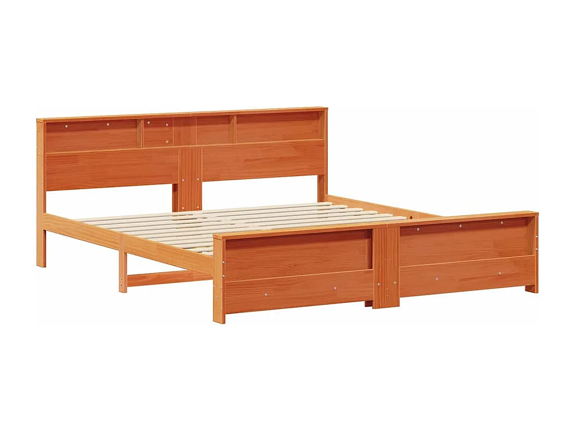 Estructura de cama con cabecera Marrón cera 200 x 200 cm