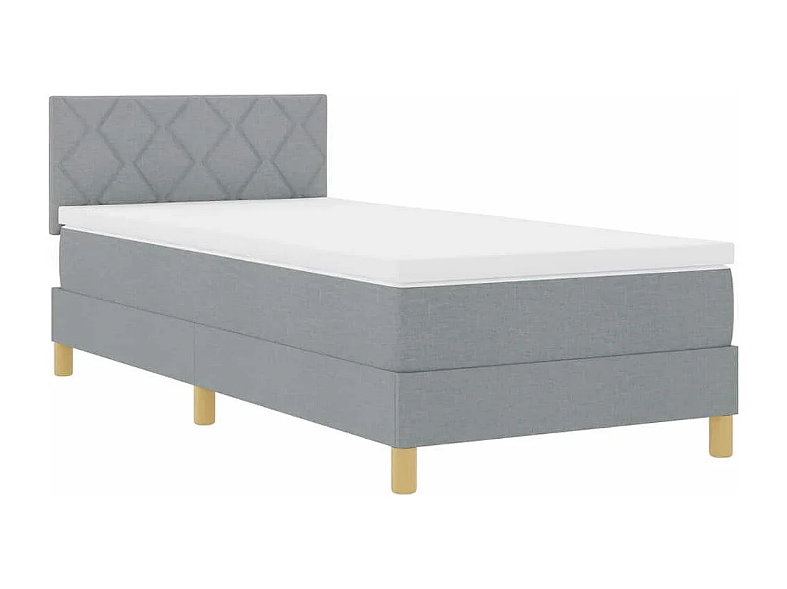 Cama tipo Box Spring con colchón Gris claro 100 x 200 cm tela