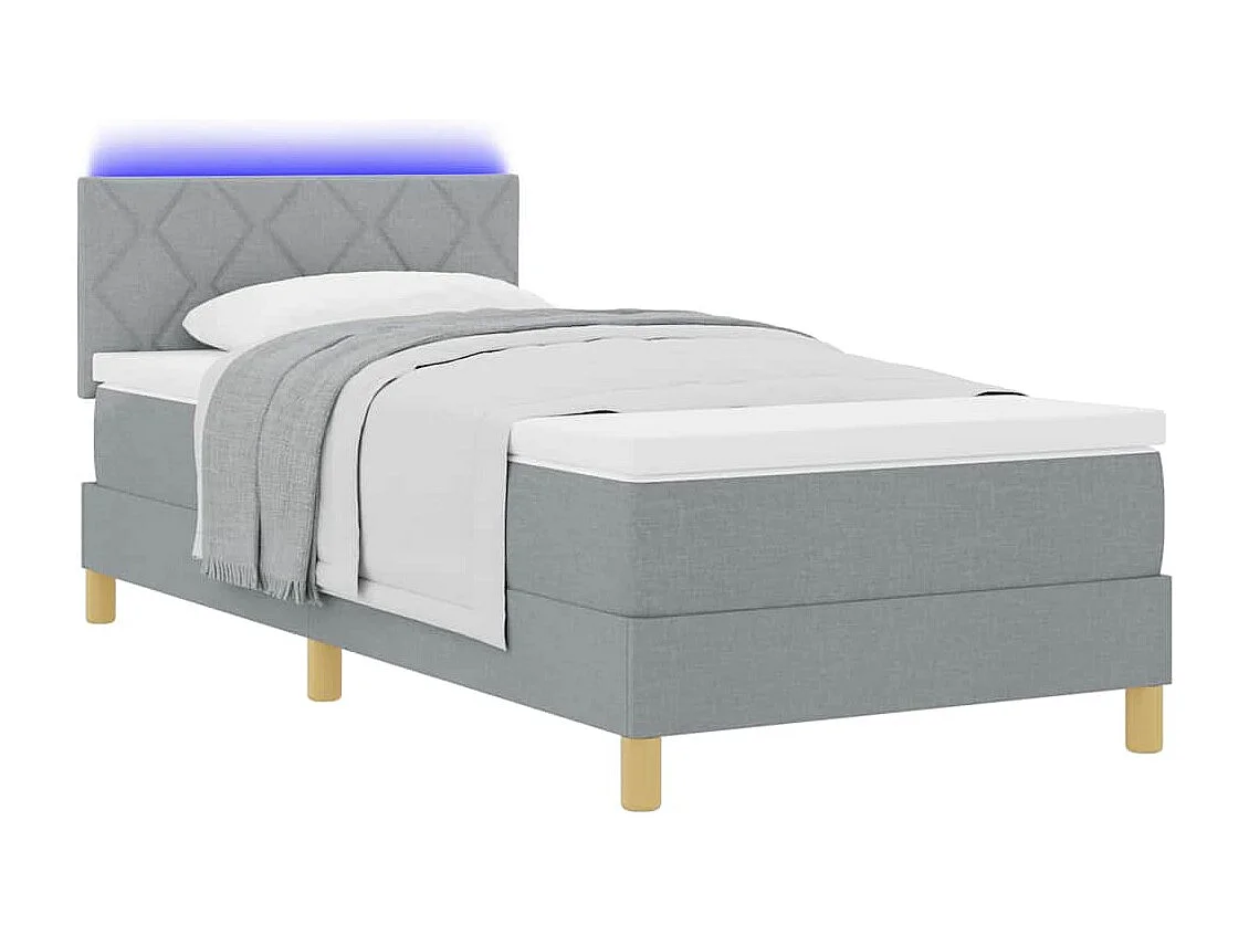Cama tipo Box Spring con colchón Gris claro 100 x 200 cm tela