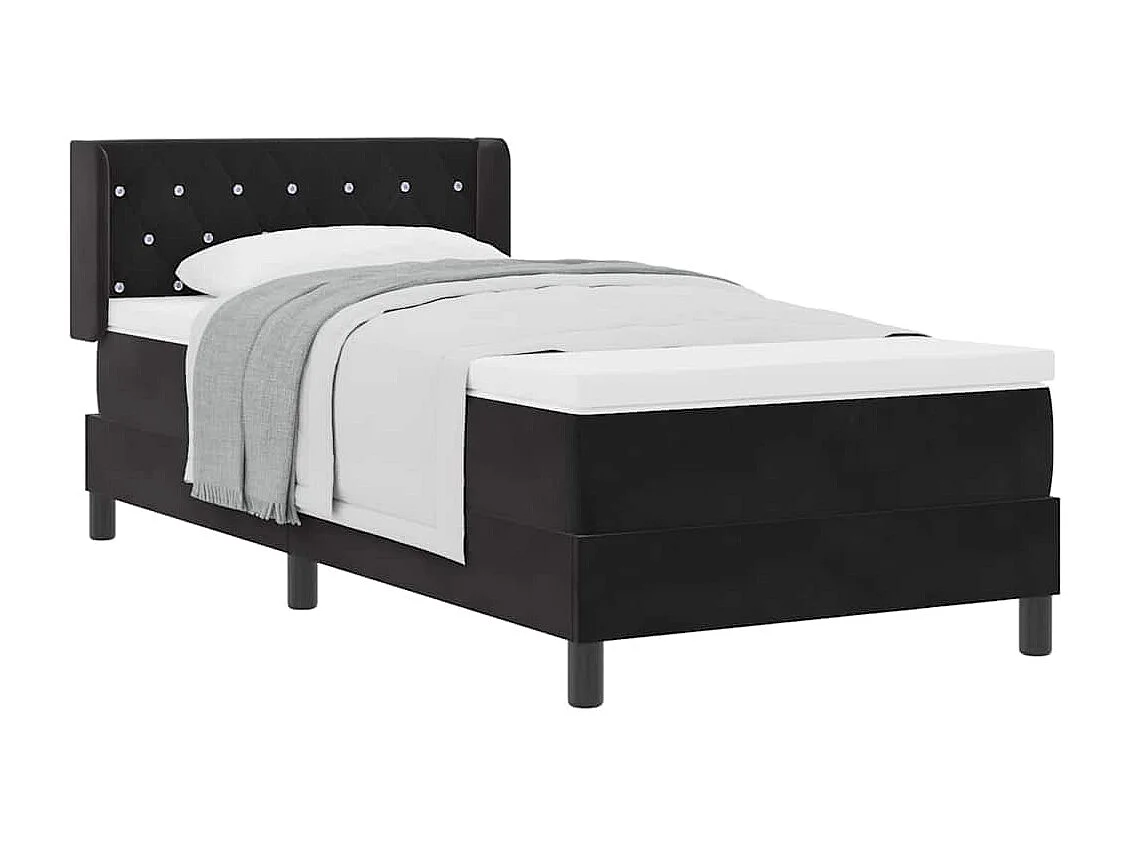 Cadre de lit avec matelas noir 100x200 cm en velours Noir