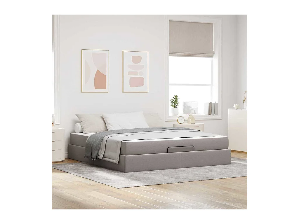 Bedframe met opslag Taupe 180 x 200 cm Stof