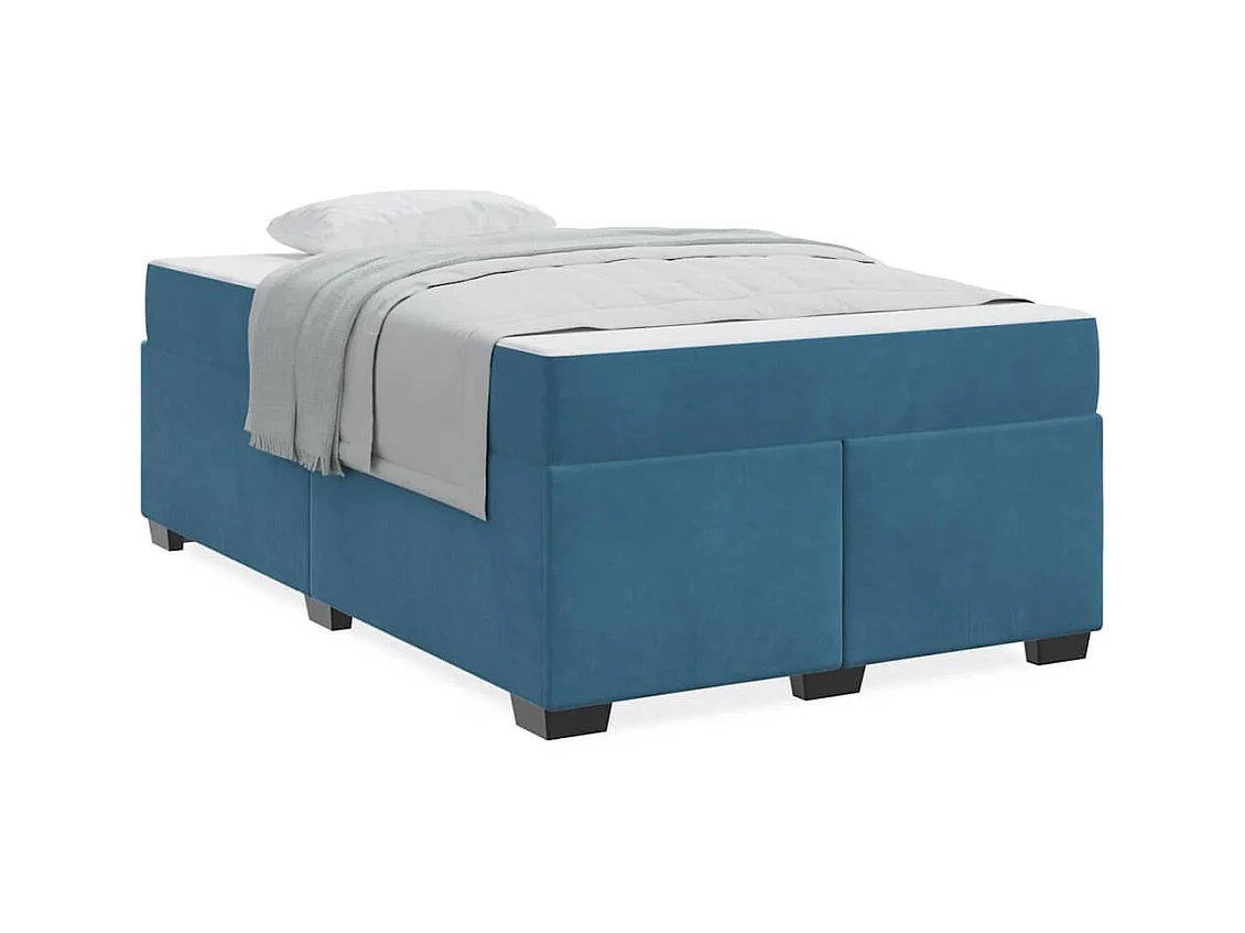 Cadre de lit avec matelas Bleu foncé 120 x 190 cm Velours