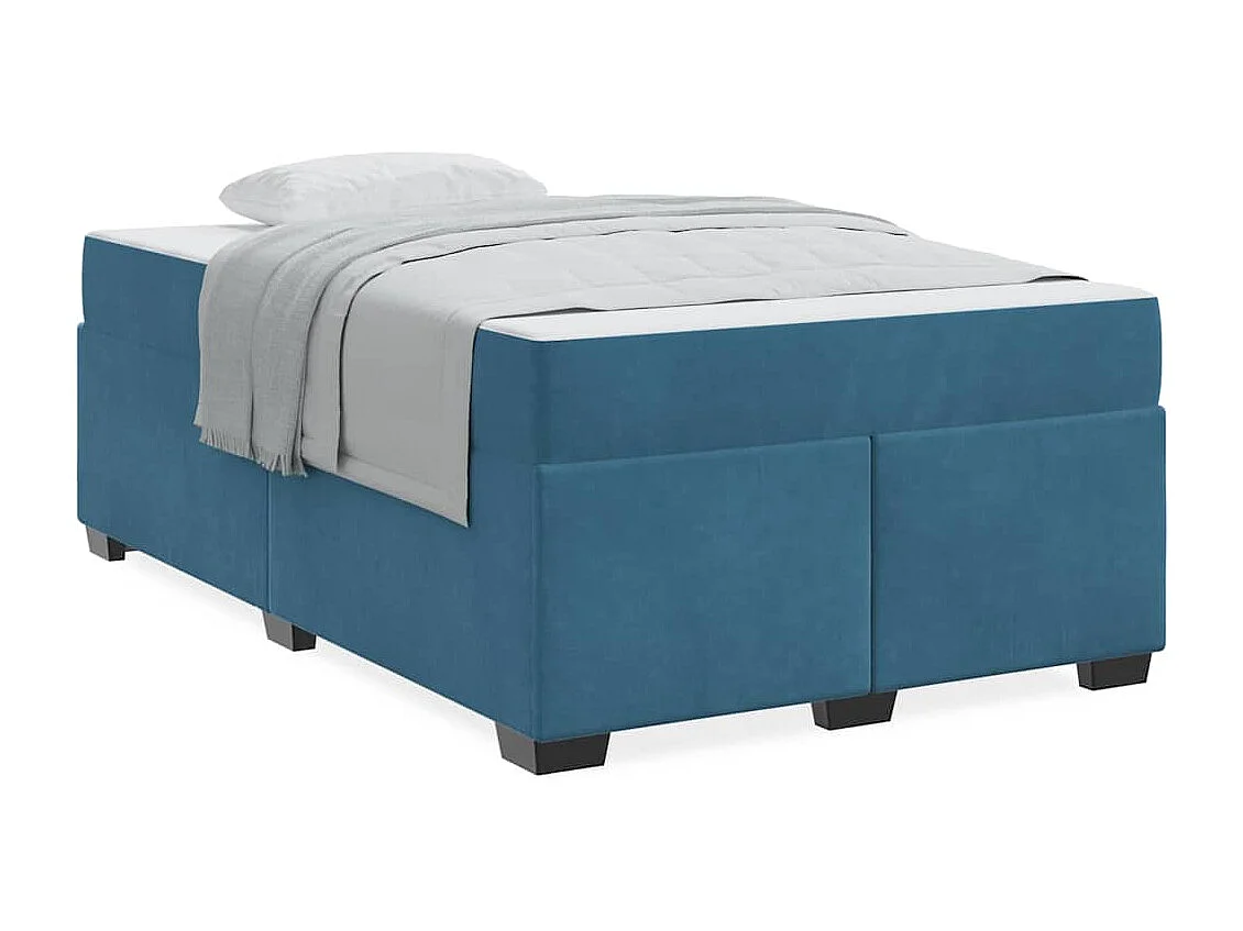 Cadre de lit avec matelas Bleu foncé 120 x 190 cm Velours