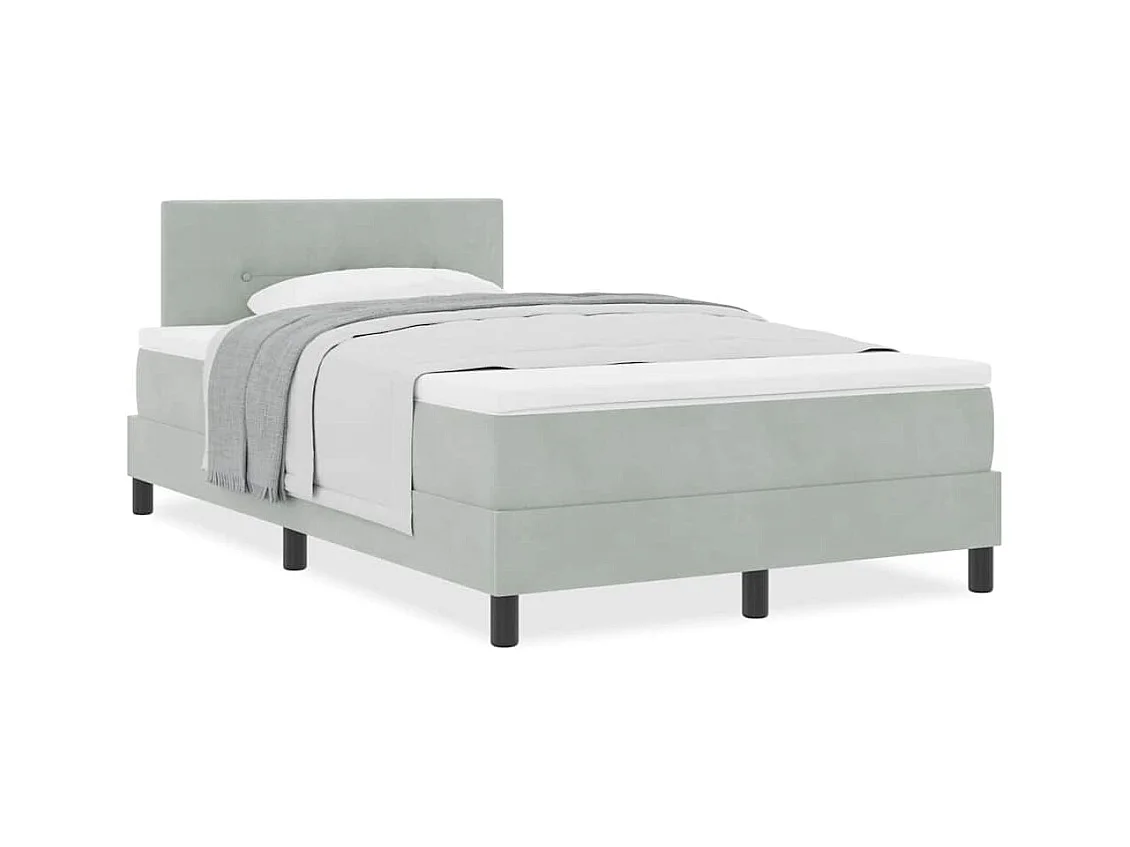 Cadre de lit avec matelas Gris clair 120 x 200 cm tissu