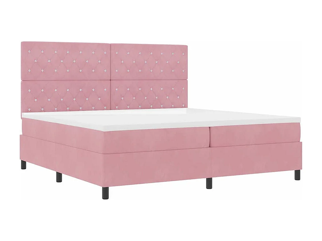 Cama tipo Box Spring con colchón Rosa 200 x 200 cm Terciopelo