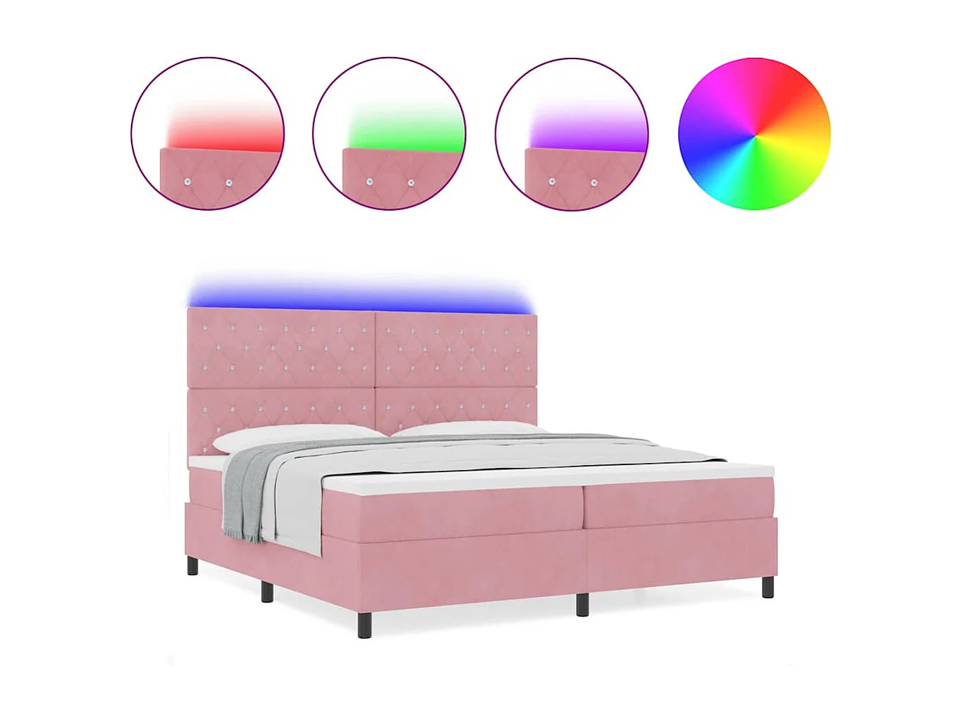 Cama tipo Box Spring con colchón Rosa 200 x 200 cm Terciopelo