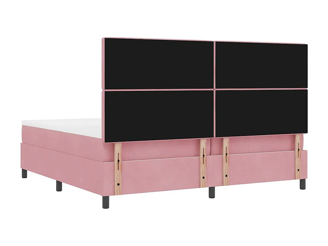 Cama tipo Box Spring con colchón Rosa 200 x 200 cm Terciopelo