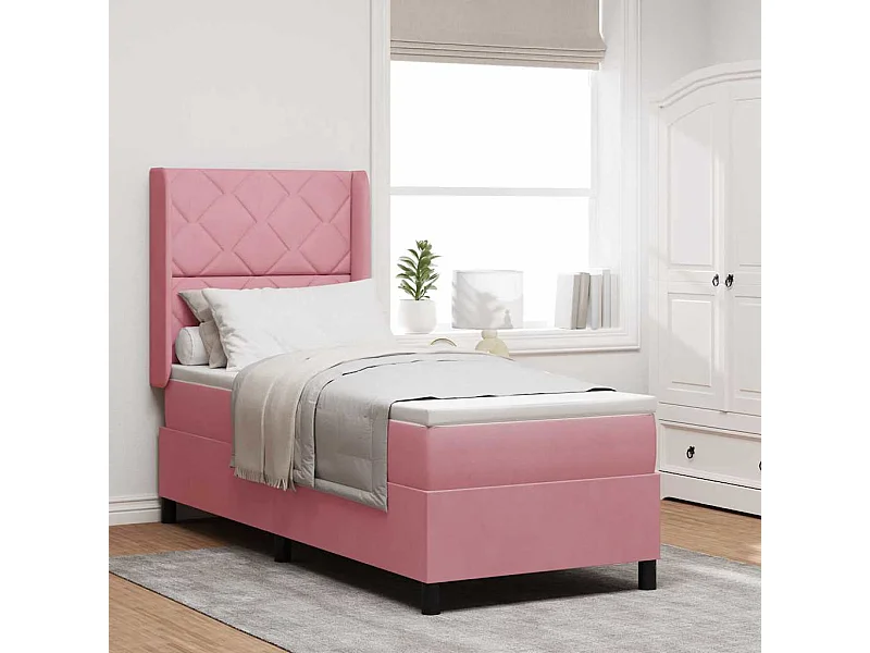 LED boxspring bed met matras Roze 80 x 200 cm Fluweel