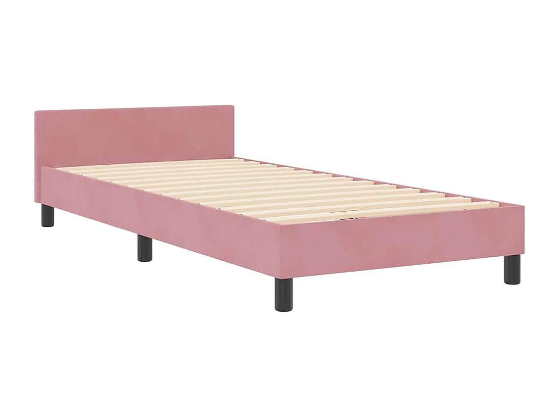 Cadre de lit avec tête de lit Rose 90 x 200 cm Velours