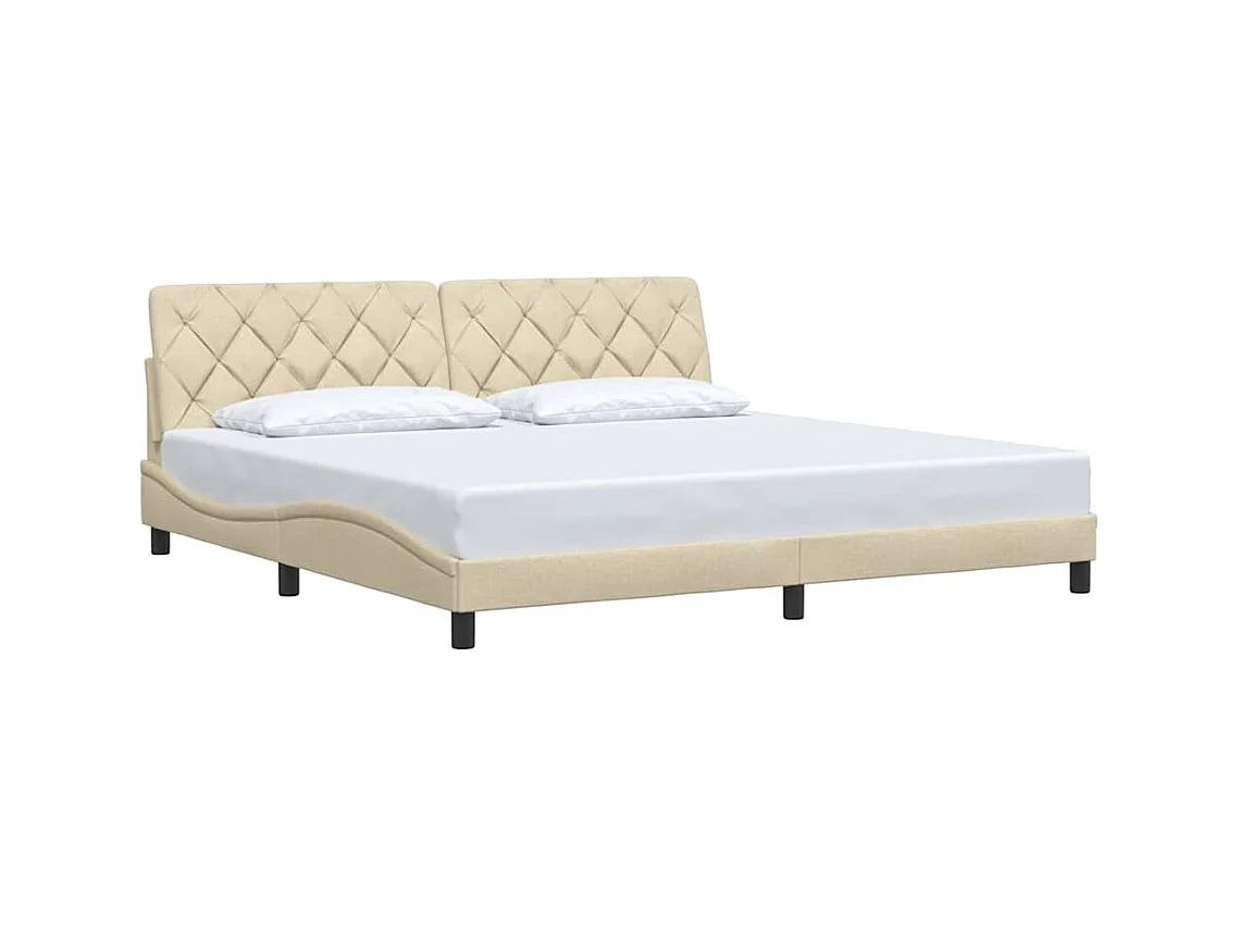 Cadre de lit sans matelas crème 200x200 cm tissu