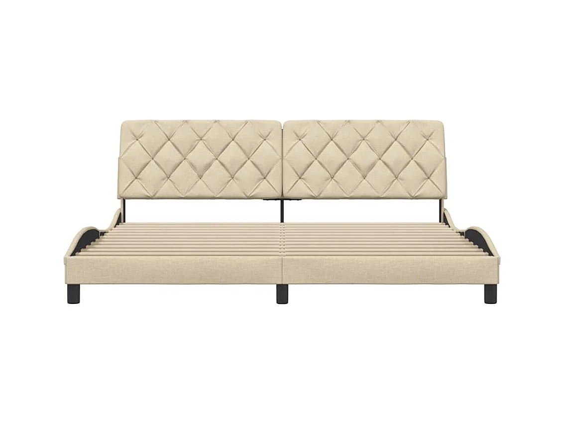 Cadre de lit sans matelas crème 200x200 cm tissu