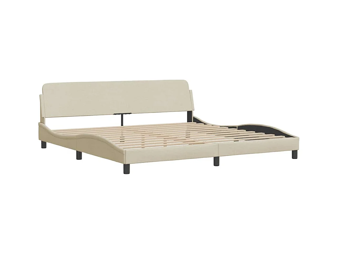 Cadre de lit sans matelas crème 200x200 cm tissu