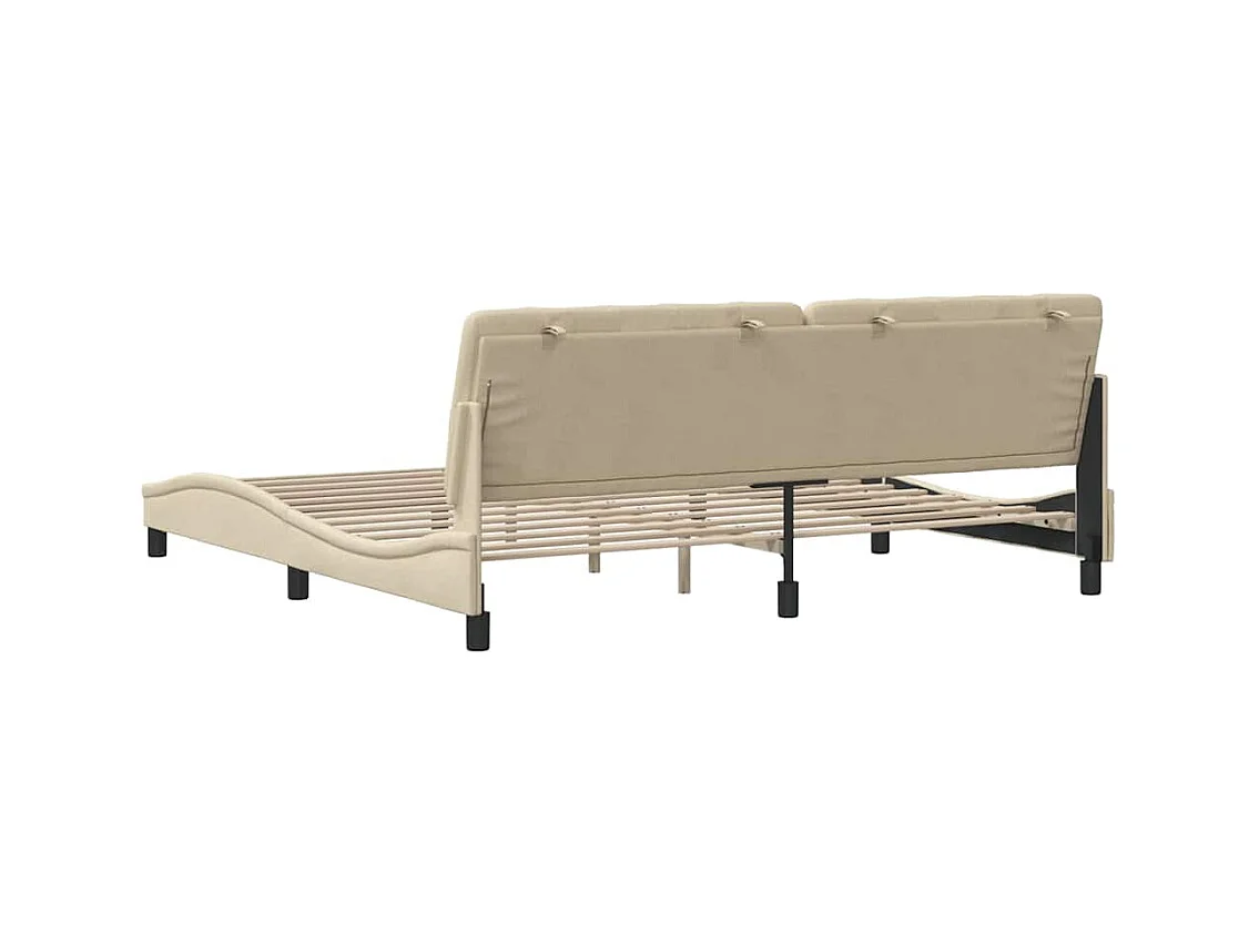 Cadre de lit sans matelas crème 200x200 cm tissu
