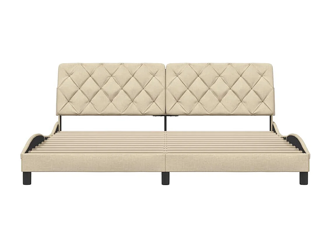 Cadre de lit sans matelas crème 200x200 cm tissu