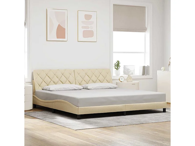 Cadre de lit sans matelas crème 200x200 cm tissu