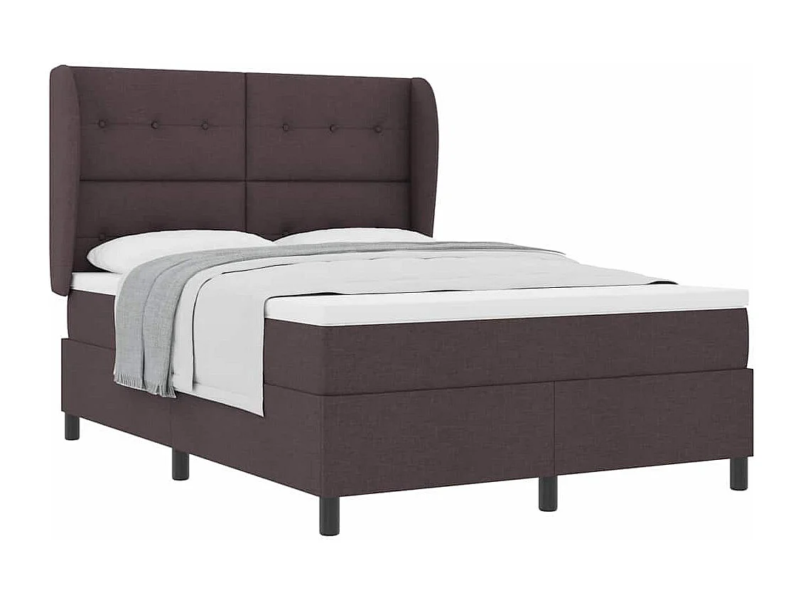 Cadre de lit avec matelas Marron foncé 140 x 200 cm tissu