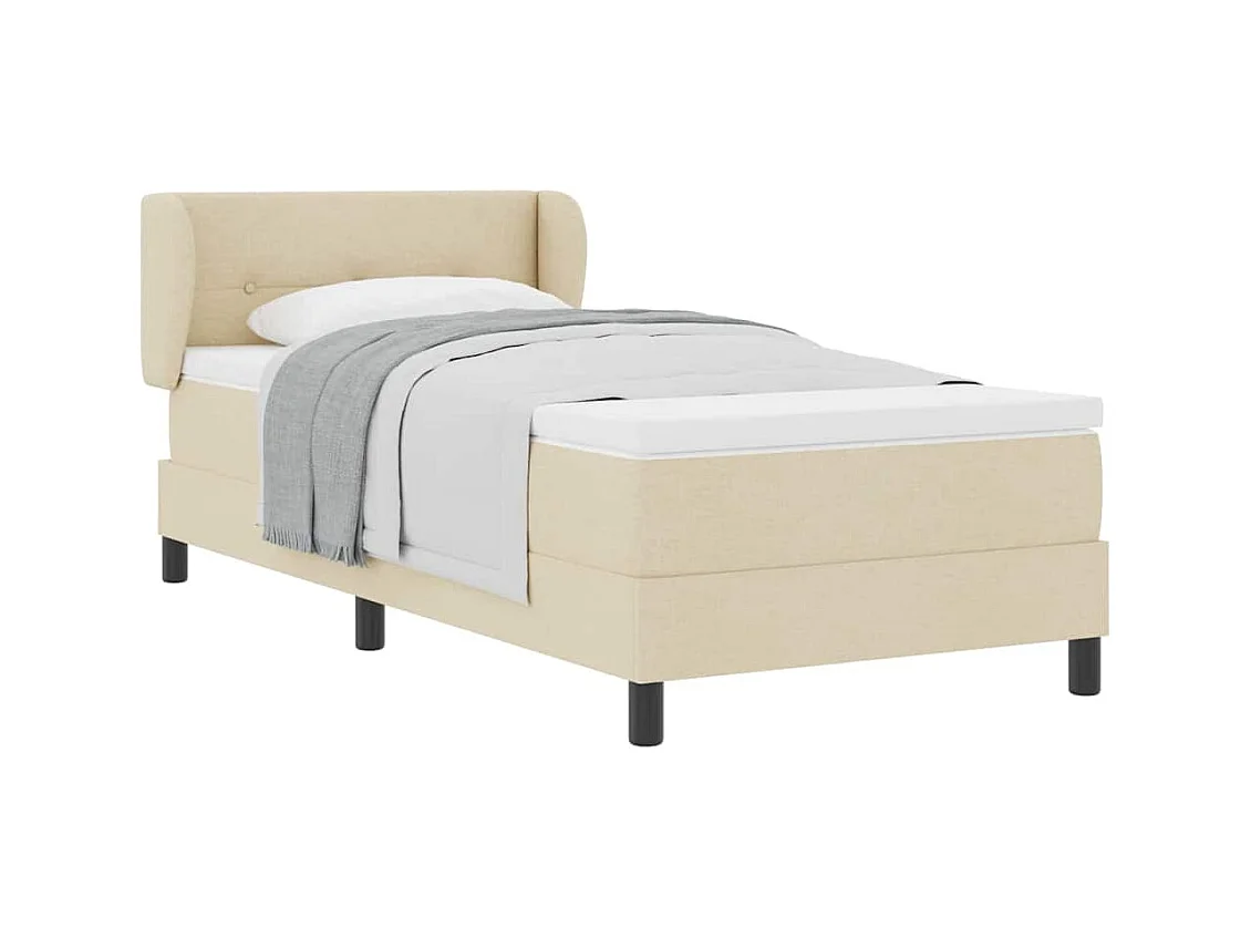 Cadre de lit avec matelas avec matelas Crème 90 x 190 cm tissu