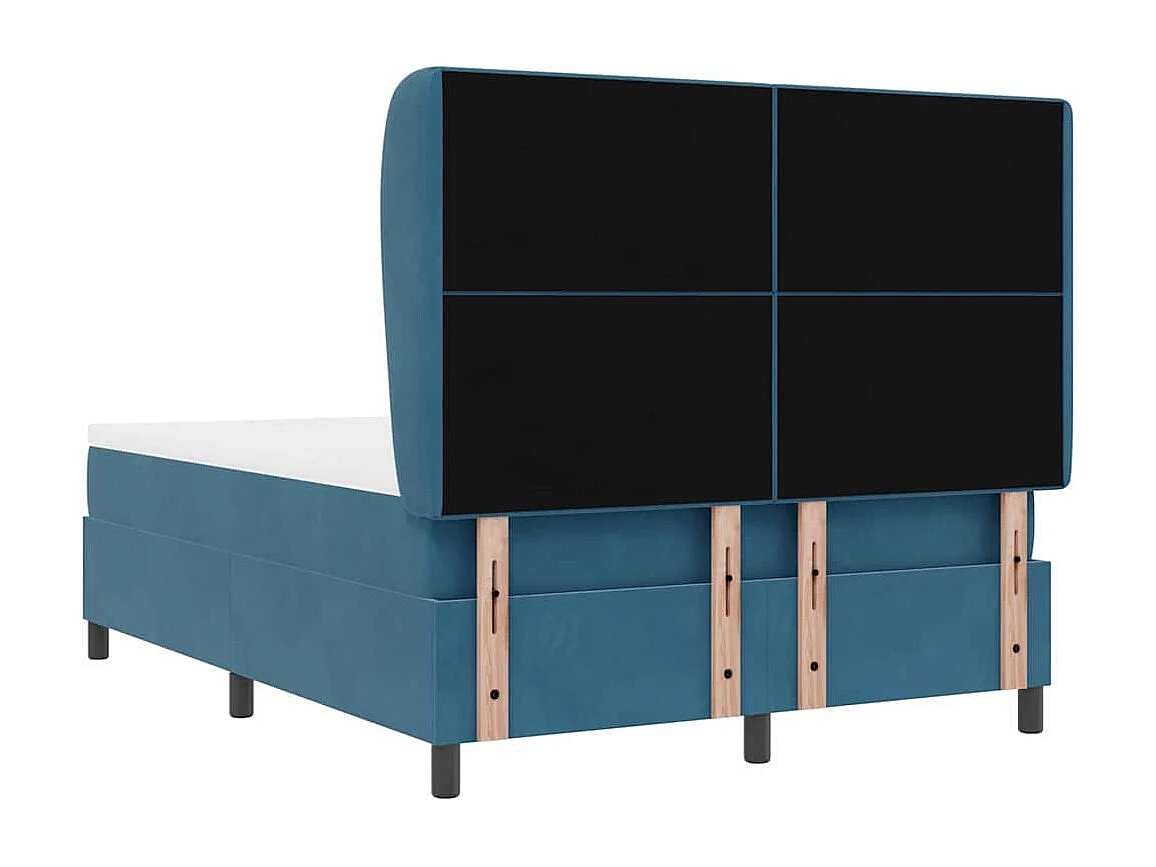 Cadre de lit avec matelas Bleu foncé 140 x 190 cm Velours