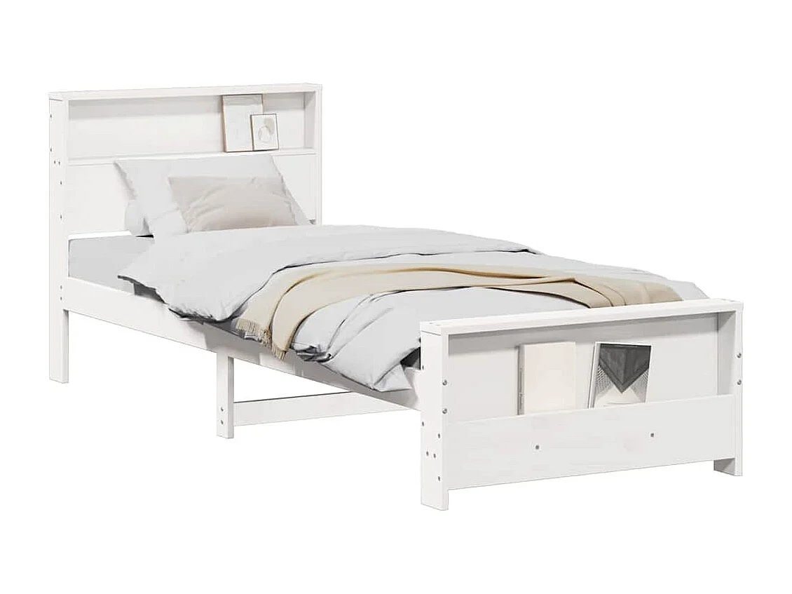 Cadre de lit Blanc 90 x 190 cm Bois massif en pin