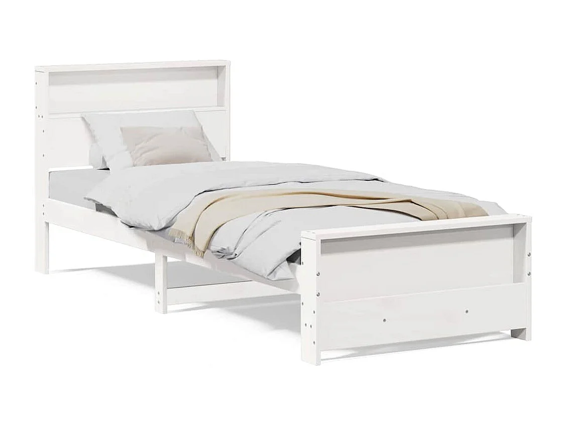 Cadre de lit Blanc 90 x 190 cm Bois massif en pin