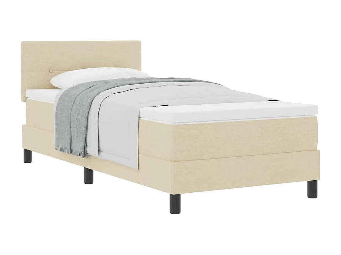 Cadre de lit avec matelas avec matelas Crème 80 x 200 cm tissu