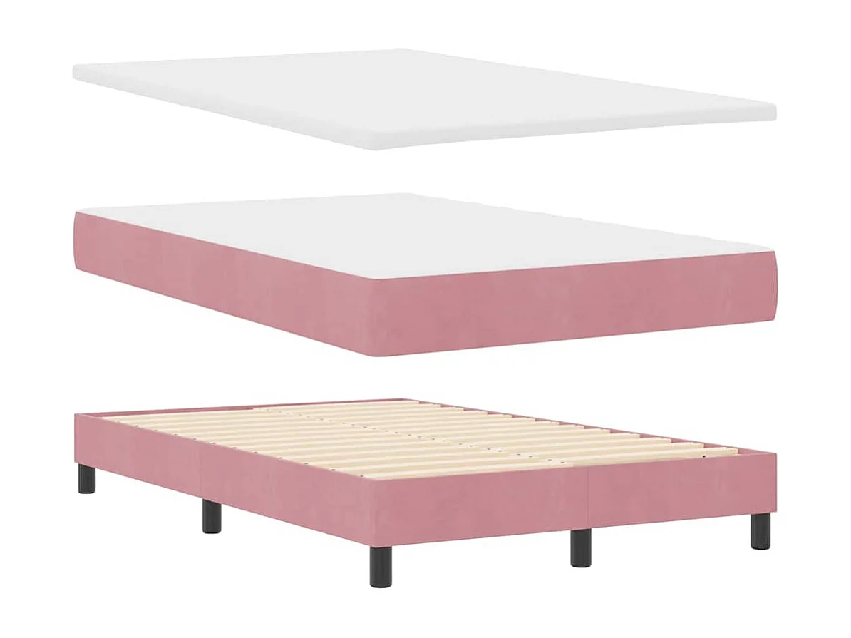 Cadre de lit avec matelas Rose 120 x 190 cm tissu