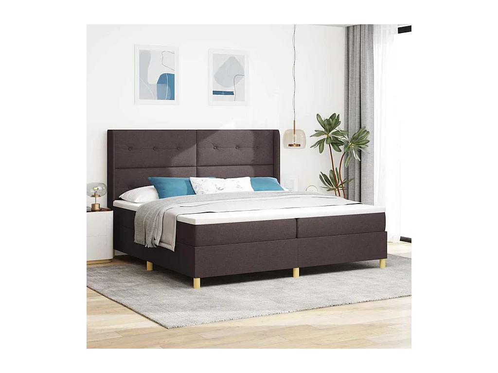 Boxspringbed met matras Donkerbruin 200 x 200 cm Stof