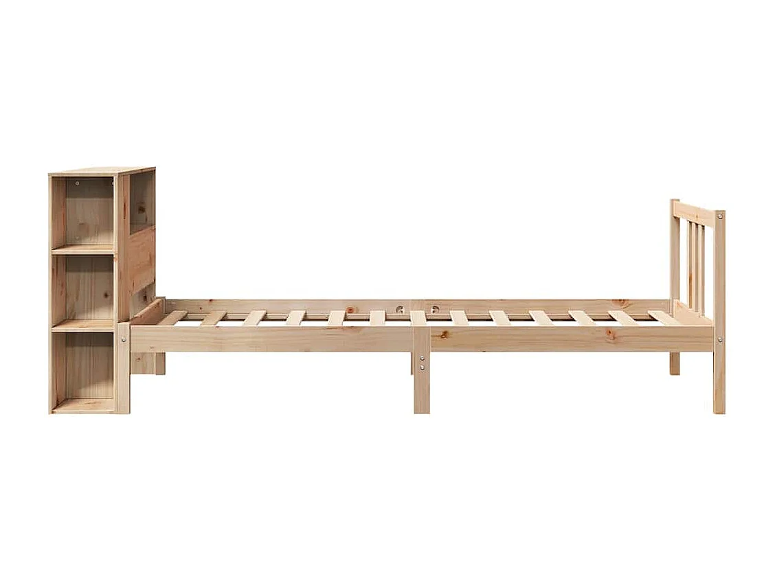 Lit bibliothèque sans matelas 90x190 cm bois de pin massif