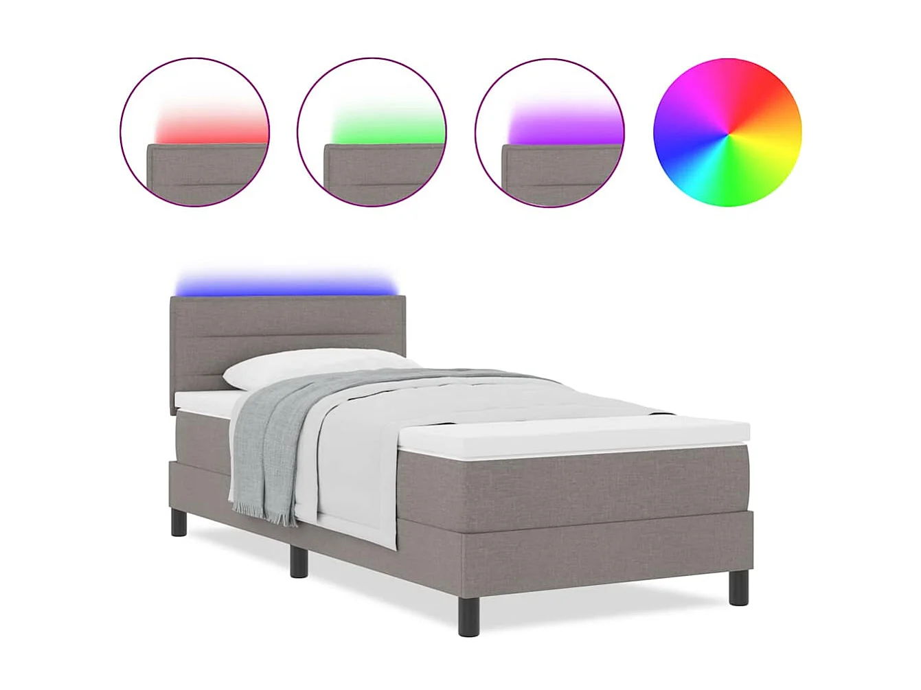 Cama tipo Box Spring con colchón Taupé 100 x 200 cm tela